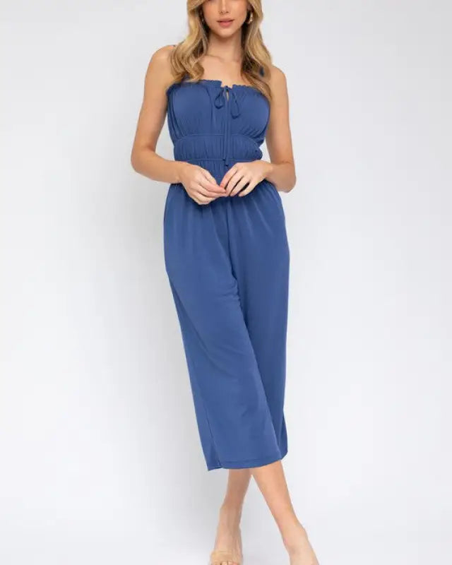 Sleeveless Drawstring Cropped Jumpsuit