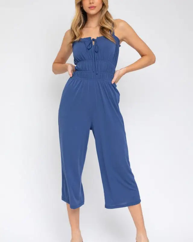 Sleeveless Drawstring Cropped Jumpsuit