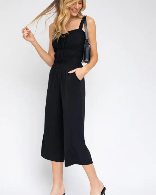 Sleeveless Drawstring Cropped Jumpsuit