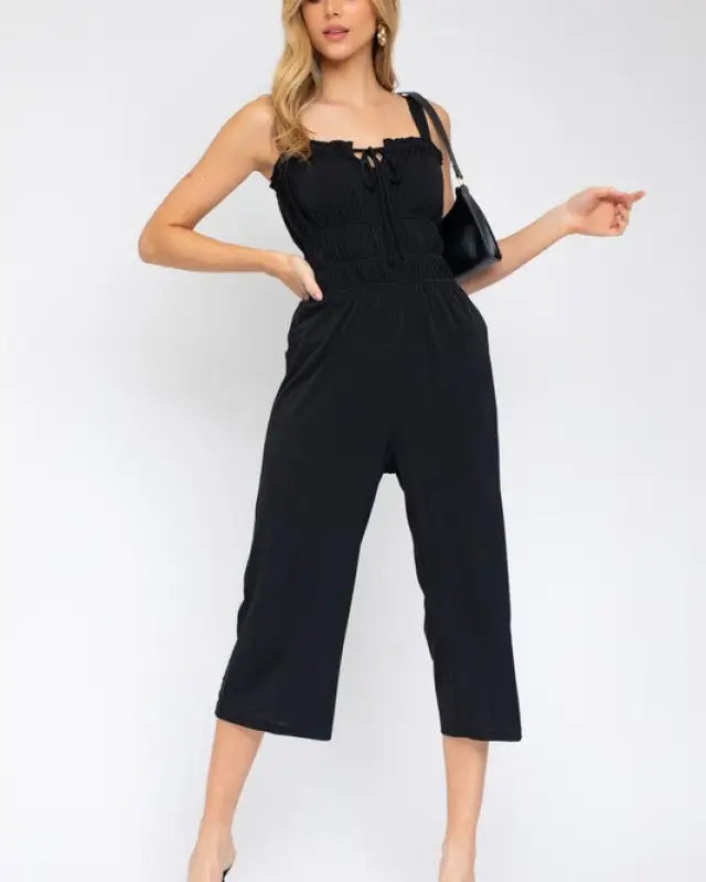 Sleeveless Drawstring Cropped Jumpsuit