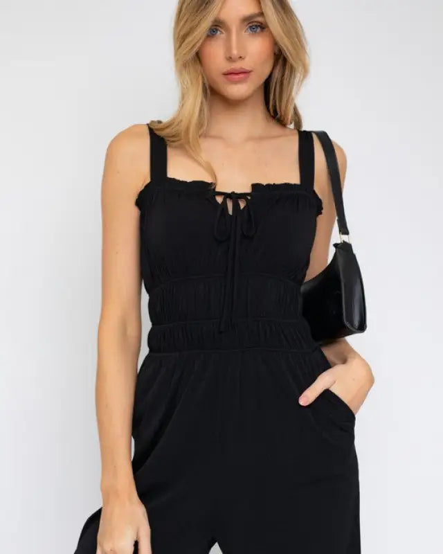 Sleeveless Drawstring Cropped Jumpsuit