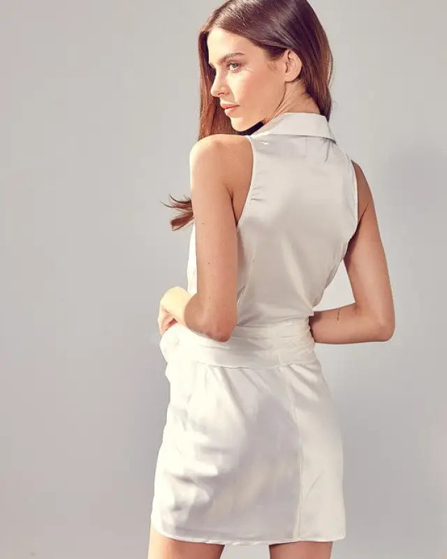 Sleeveless Front Tie Dress