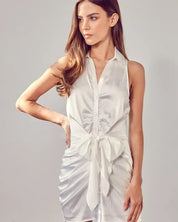 Sleeveless Front Tie Dress