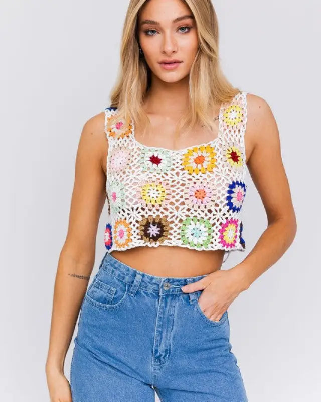 Sleeveless Multi Crochet Top