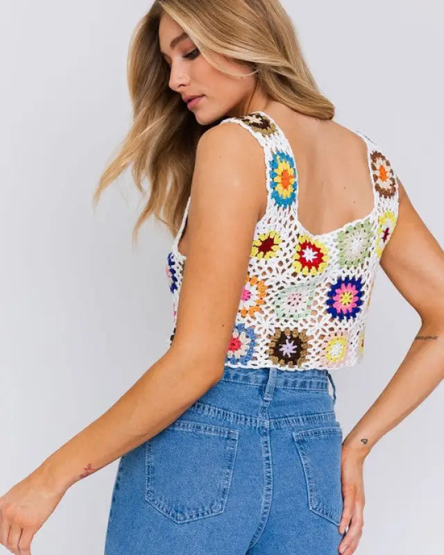 Sleeveless Multi Crochet Top