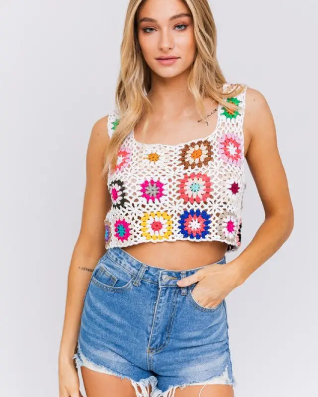 Sleeveless Multi Crochet Top