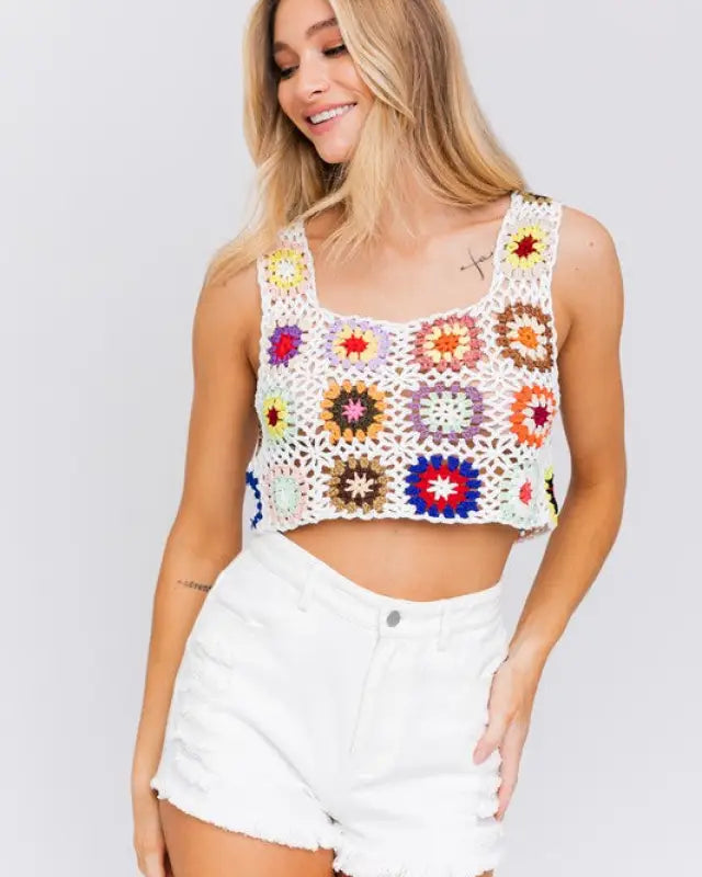 Sleeveless Multi Crochet Top