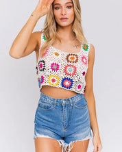 Sleeveless Multi Crochet Top