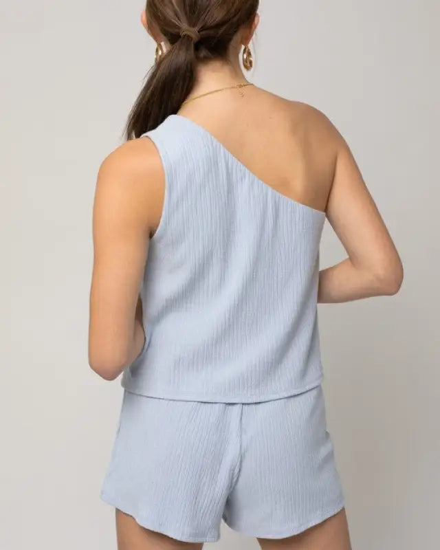 Sleeveless One Shoulder Layered Top Romper