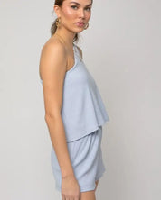 Sleeveless One Shoulder Layered Top Romper