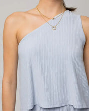 Sleeveless One Shoulder Layered Top Romper