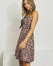 Sleeveless V-Neck Floral Dress - Dresses