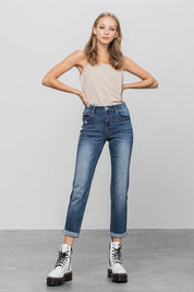 SLIM BOYFRIEND JEANS - DARK