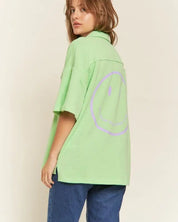 SMILE FACE BACK SHIRTS TOP - B.Green / S