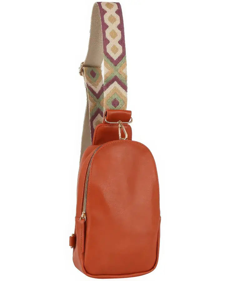 Smooth Zipper Sling Crossbody With Guitar Strap