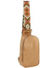 Smooth Zipper Sling Crossbody With Guitar Strap