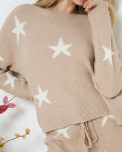 Soft Long Sleeve Star Print Top And Short Set