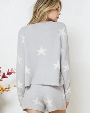 Soft Long Sleeve Star Print Top And Short Set