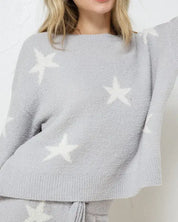 Soft Long Sleeve Star Print Top And Short Set