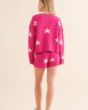 Soft Long Sleeve Star Print Top And Short Set