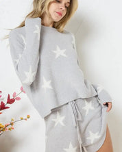 Soft Long Sleeve Star Print Top And Short Set