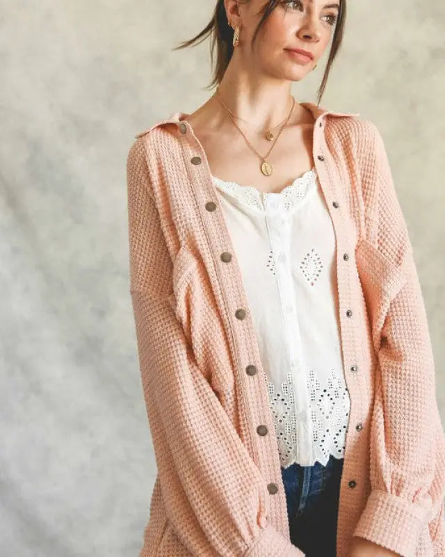 Soft Thermal Knit Shacket Top