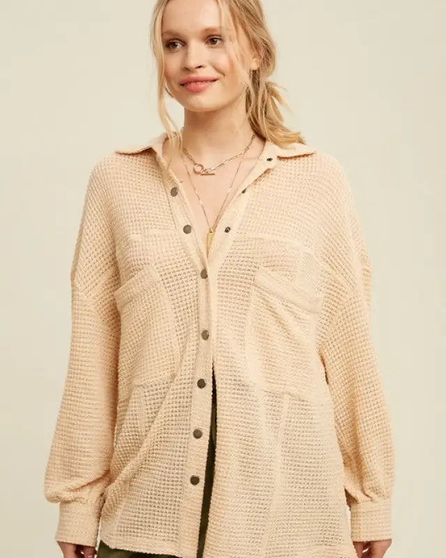 Soft Thermal Knit Shacket Top