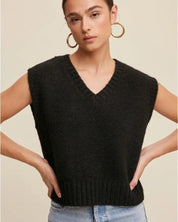 Soft Touch Cropped Knit Sweater Vest