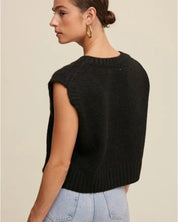 Soft Touch Cropped Knit Sweater Vest