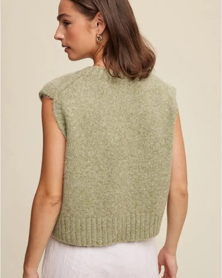 Soft Touch Cropped Knit Sweater Vest