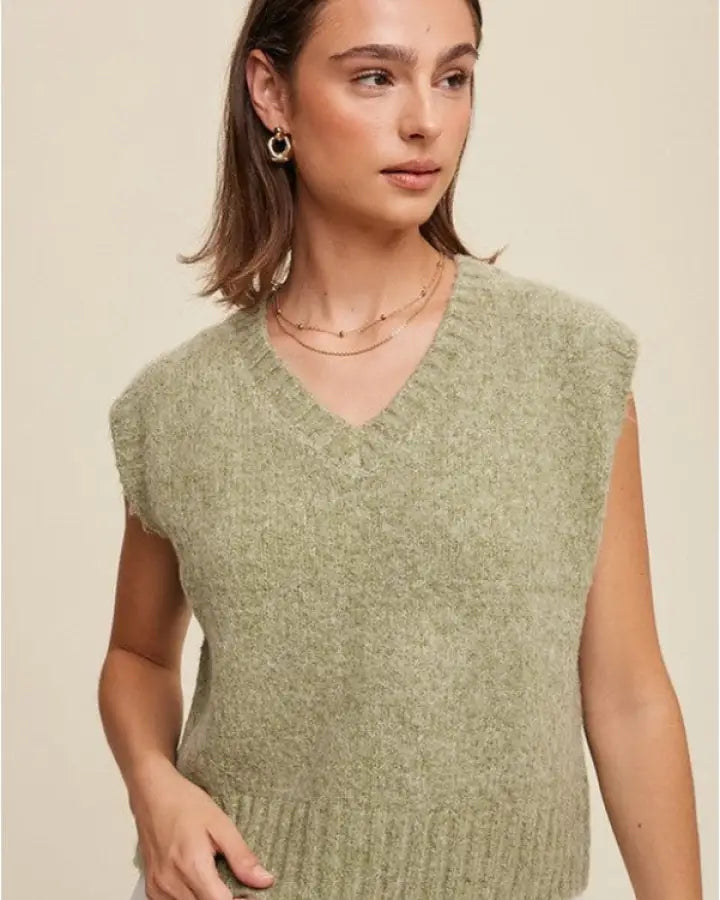 Soft Touch Cropped Knit Sweater Vest