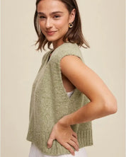 Soft Touch Cropped Knit Sweater Vest