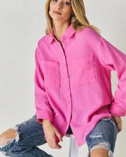 Solid Button Down Long Sleeve Shirt