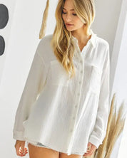 Solid Button Down Long Sleeve Shirt