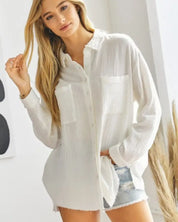 Solid Button Down Long Sleeve Shirt