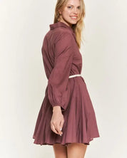 SOLID FLARE SHIRT DRESS KRD4190 - Dresses