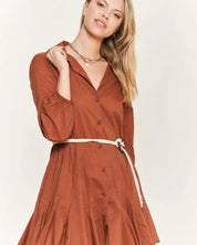 SOLID FLARE SHIRT DRESS KRD4190 - Dresses