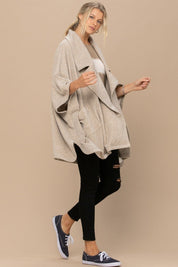 Solid Knit Oversized Trench Cardigan Coat