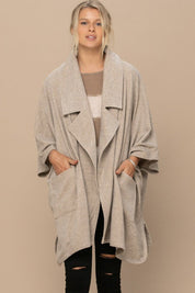 Solid Knit Oversized Trench Cardigan Coat