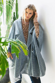 Solid Knit Oversized Trench Cardigan Coat