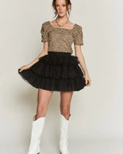 Solid Mesh Tiered Skirts