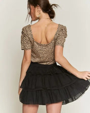 Solid Mesh Tiered Skirts