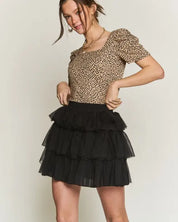 Solid Mesh Tiered Skirts