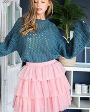 Solid Mesh Tiered Skirts