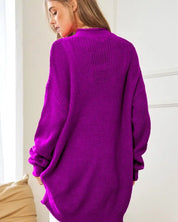 Solid Mock Neck Long Sleeve Knit Sweater