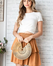 SOLID RUFFLE TIERS SMOCKED SKIRT - Skirts