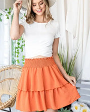 SOLID RUFFLE TIERS SMOCKED SKIRT - Skirts