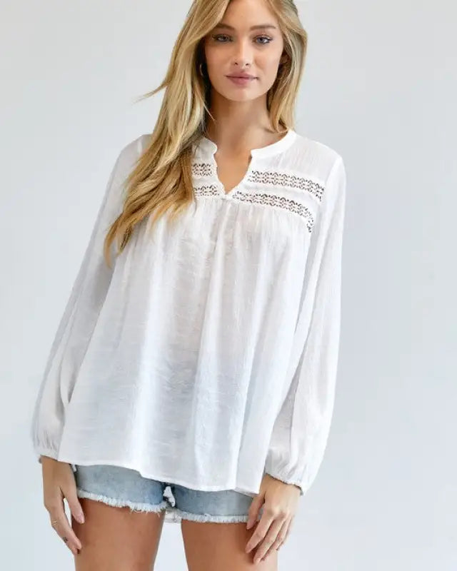 Solid V-Neck Blouse Top