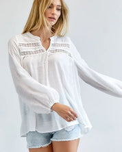 Solid V-Neck Blouse Top