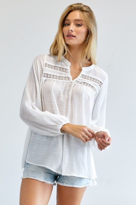 Solid V-Neck Blouse Top